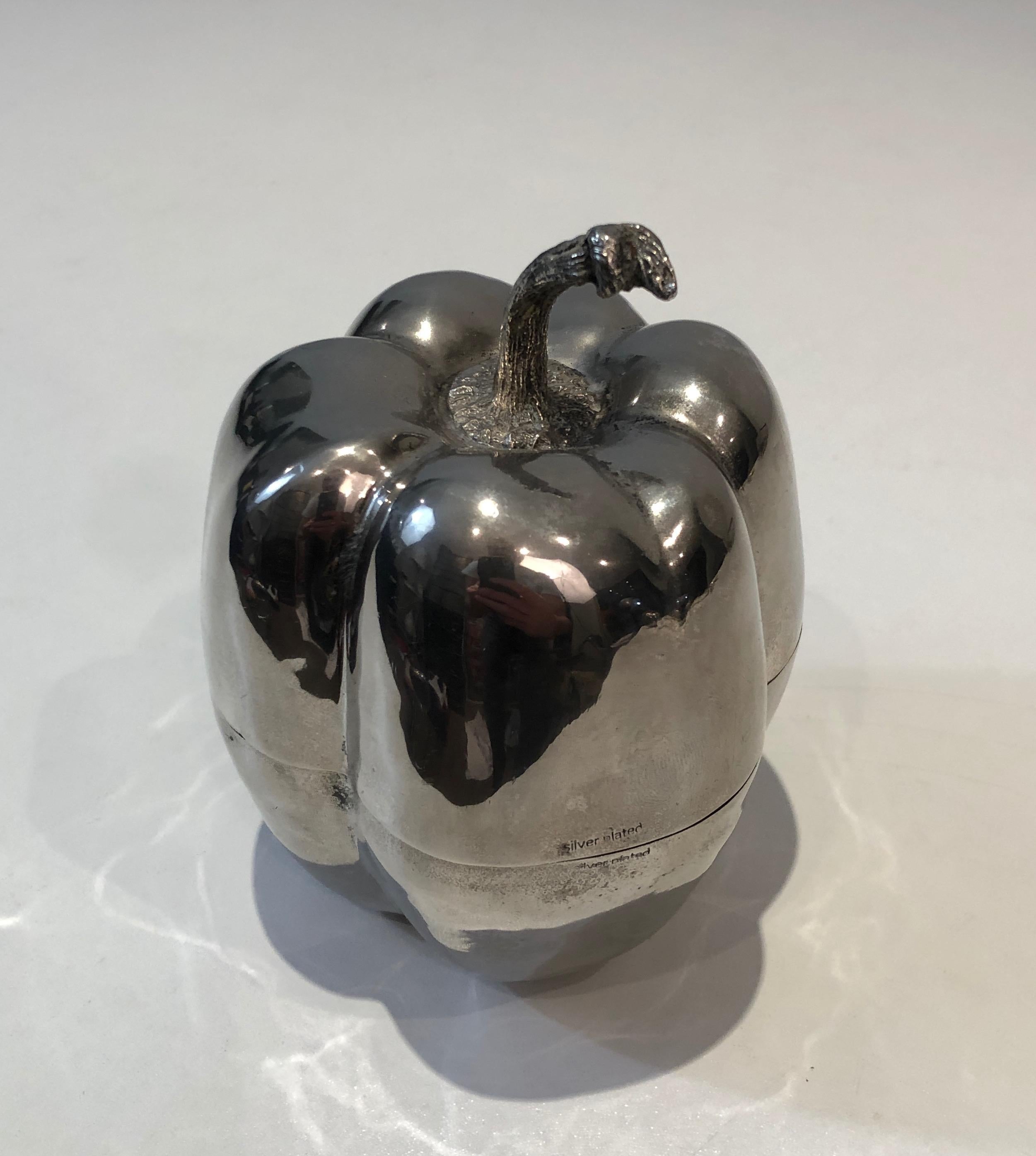Silver Plated Bell Pepper Ice Bucket, French, Circa 1970 For Sale 7