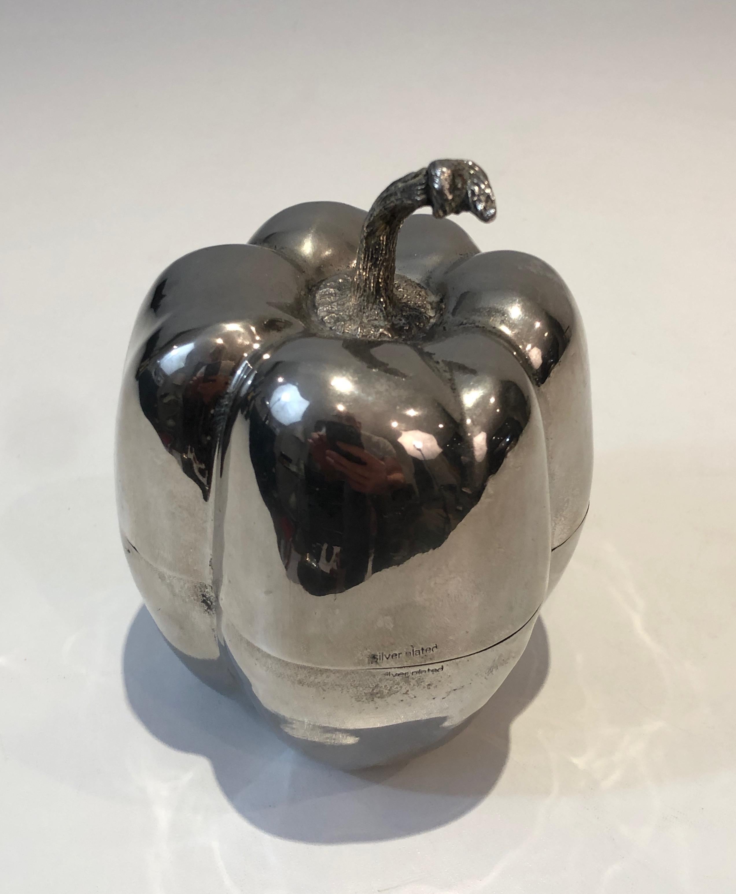 Silver Plated Bell Pepper Ice Bucket, French, Circa 1970 For Sale 8