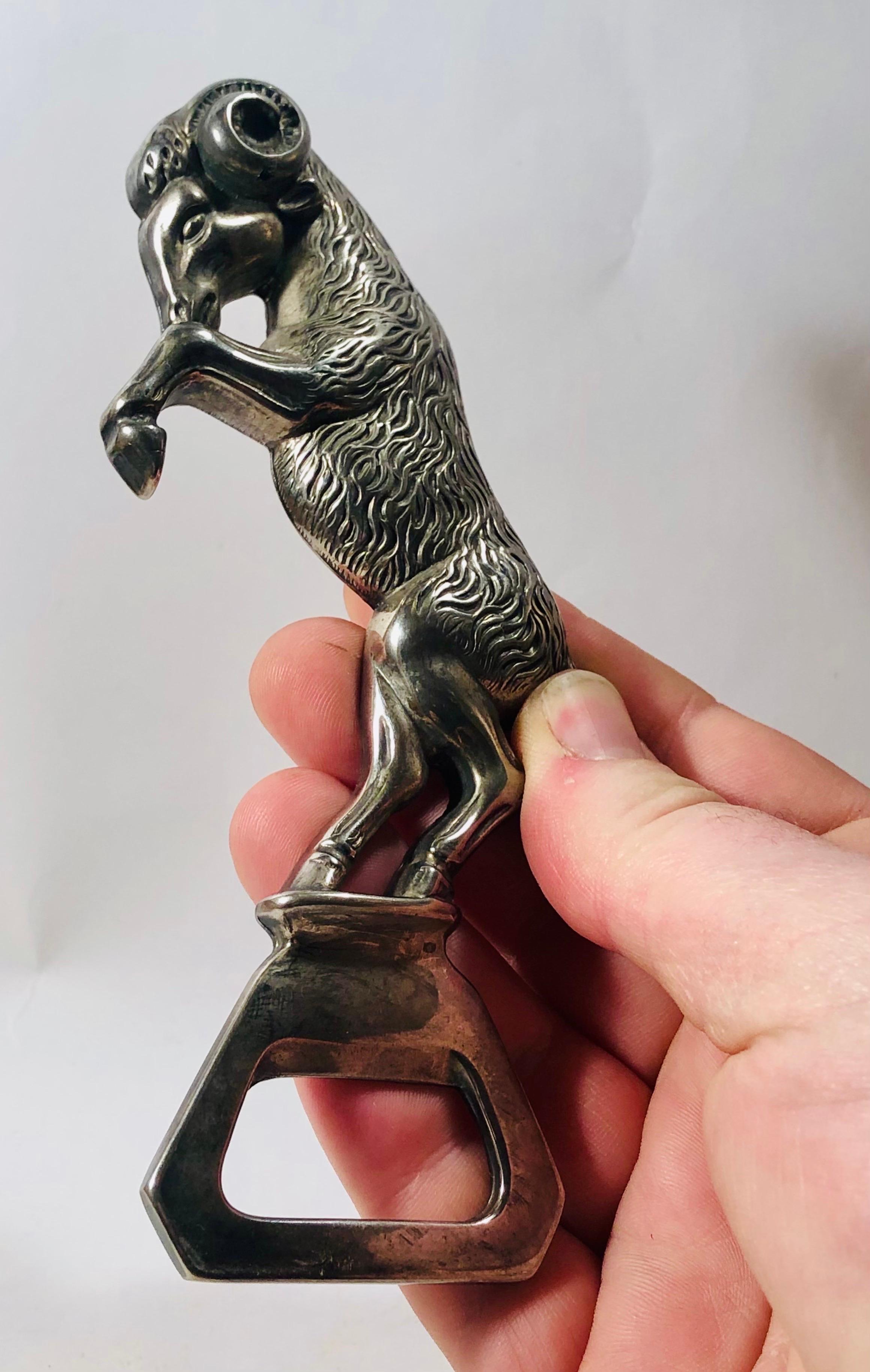 French Silver Plated Aries astrological Bottle Opener Fracne 1970 For Sale