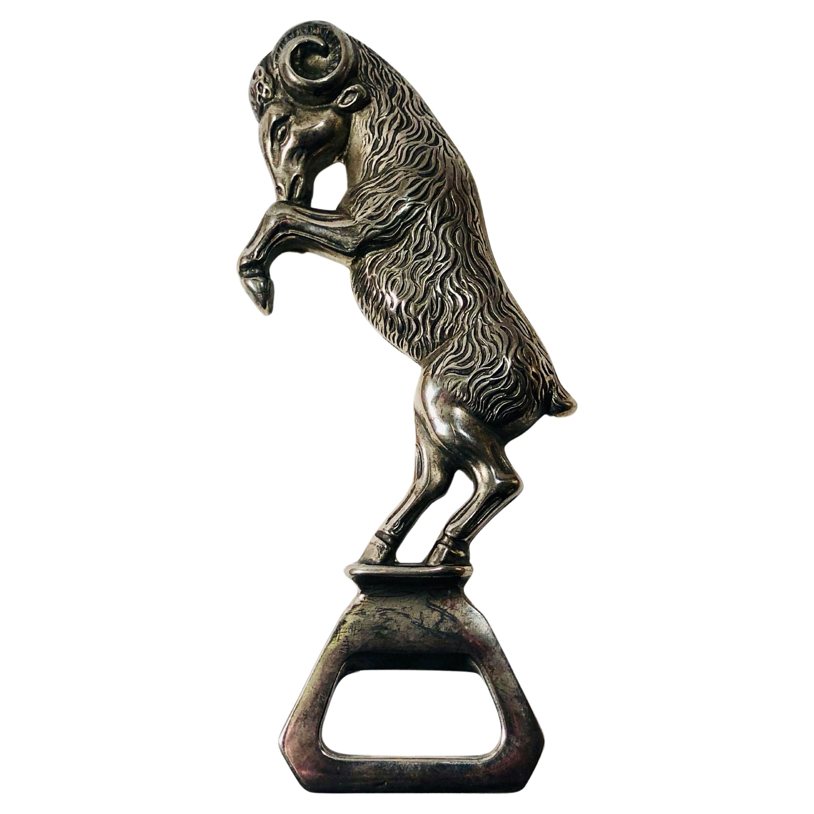 Silver Plated Aries astrological Bottle Opener Fracne 1970 For Sale