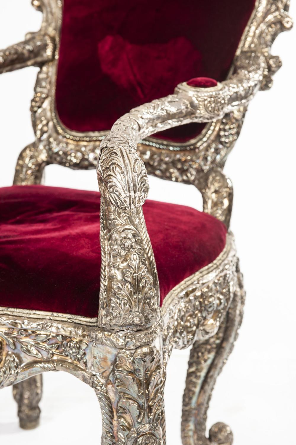 Fauteuil en métal argenté Bon état - En vente à Rome, IT