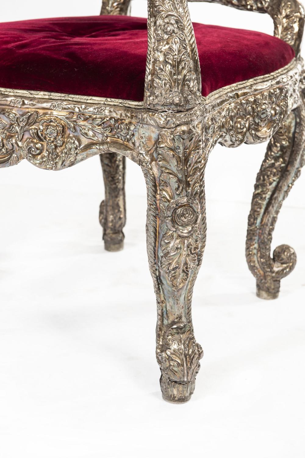 XIXe siècle Fauteuil en métal argenté en vente