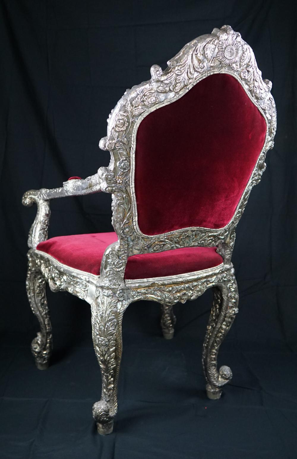 Silver-Plated Armchair For Sale 1