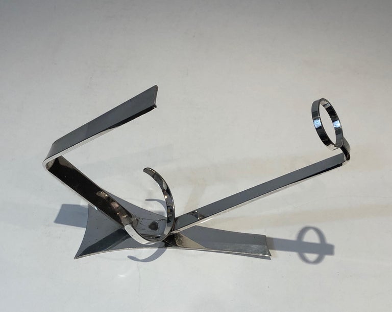 Porte-bouteilles en métal argenté, français, vers 1930