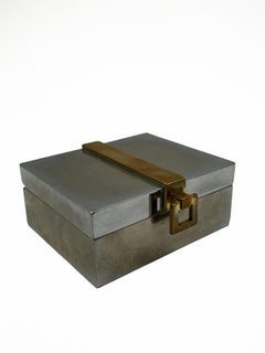 Silver-plated Art Deco Box with Gold Clasp, by Desny, France, 1930s