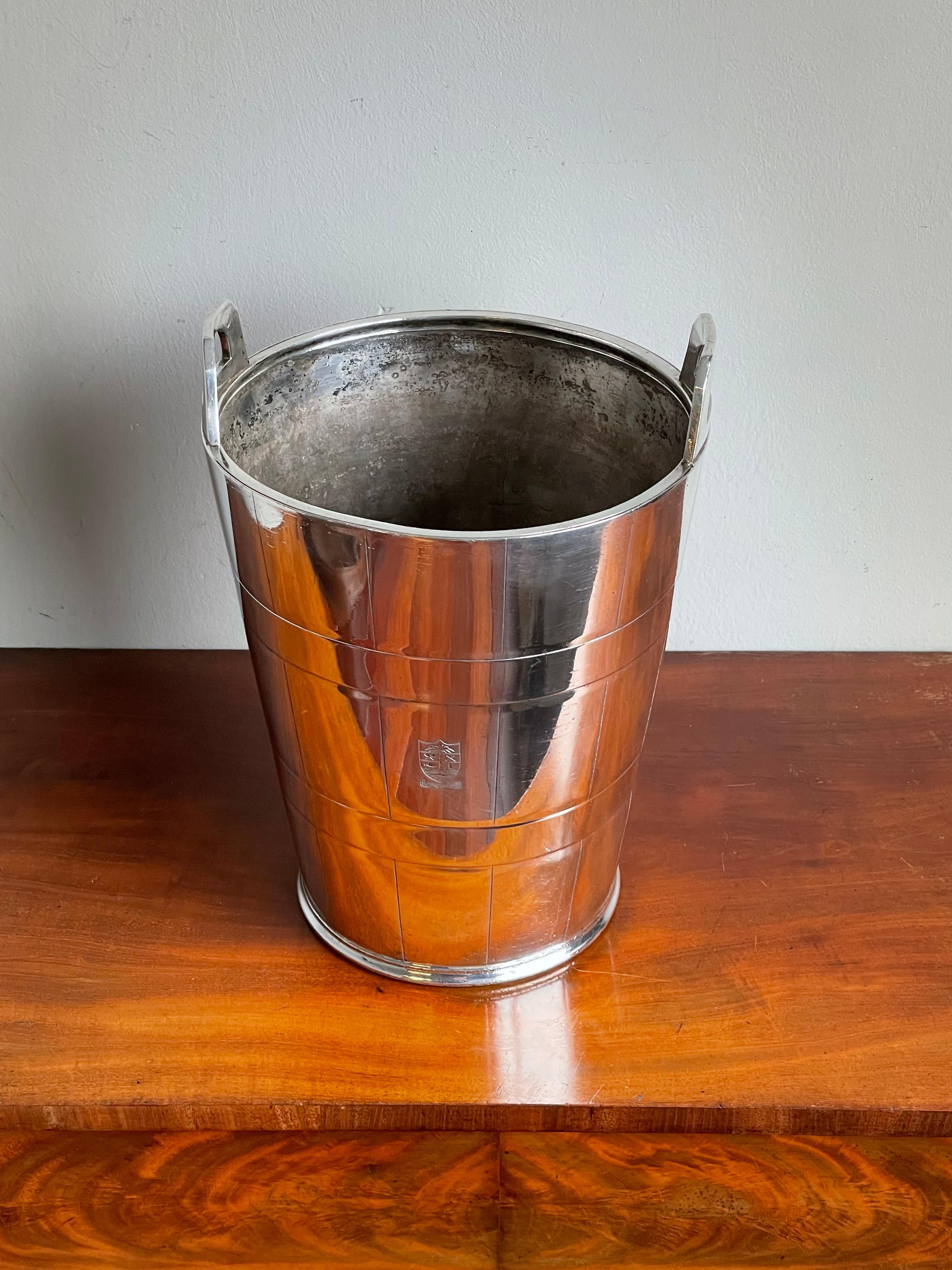 Silver Plated Art Deco Champagne Bucket / Wine Cooler, Lyford Cay Club Bahamas For Sale 5