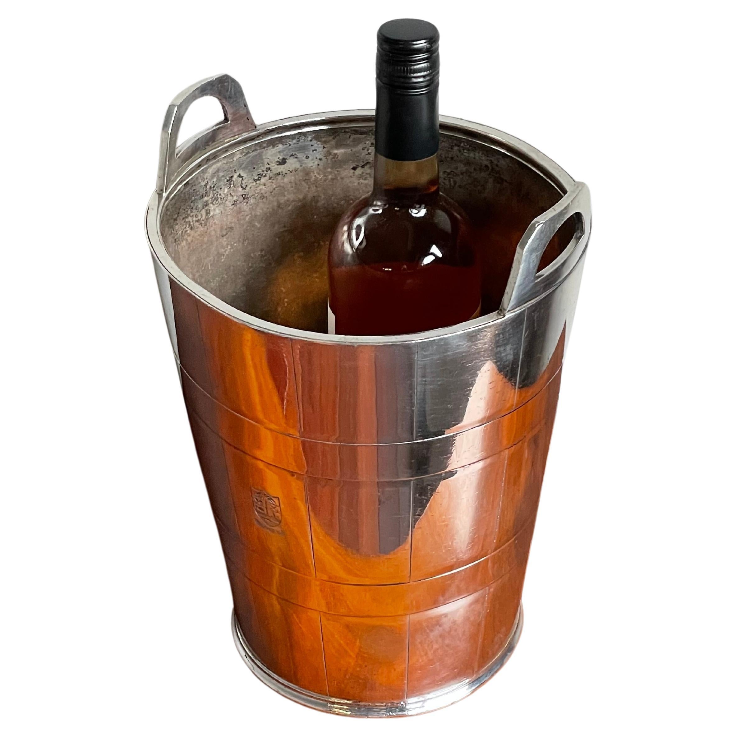 Silver Plated Art Deco Champagne Bucket / Wine Cooler, Lyford Cay Club Bahamas For Sale