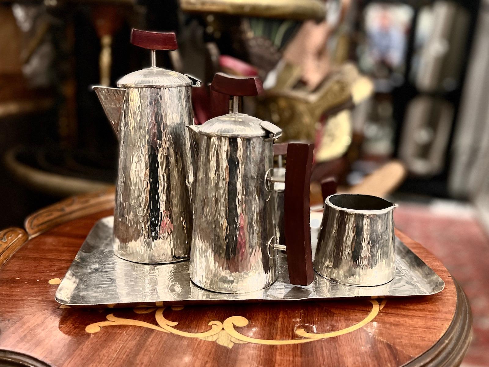 Italian Silver-Plated Art Deco Coffee & Tea Set For Sale