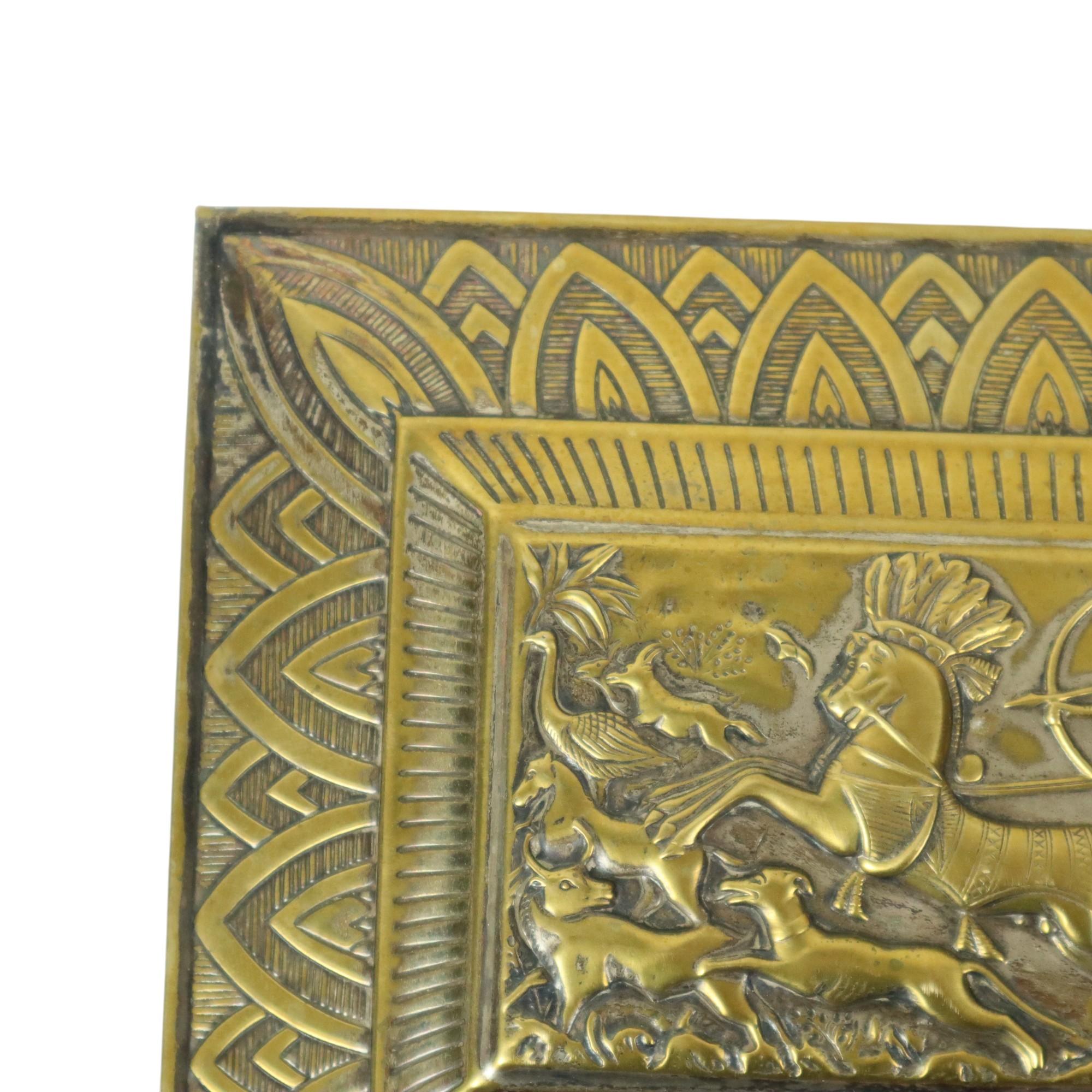 Early 20th Century Silver-plated Art Deco Trinket Box with Egyptian Motifs For Sale