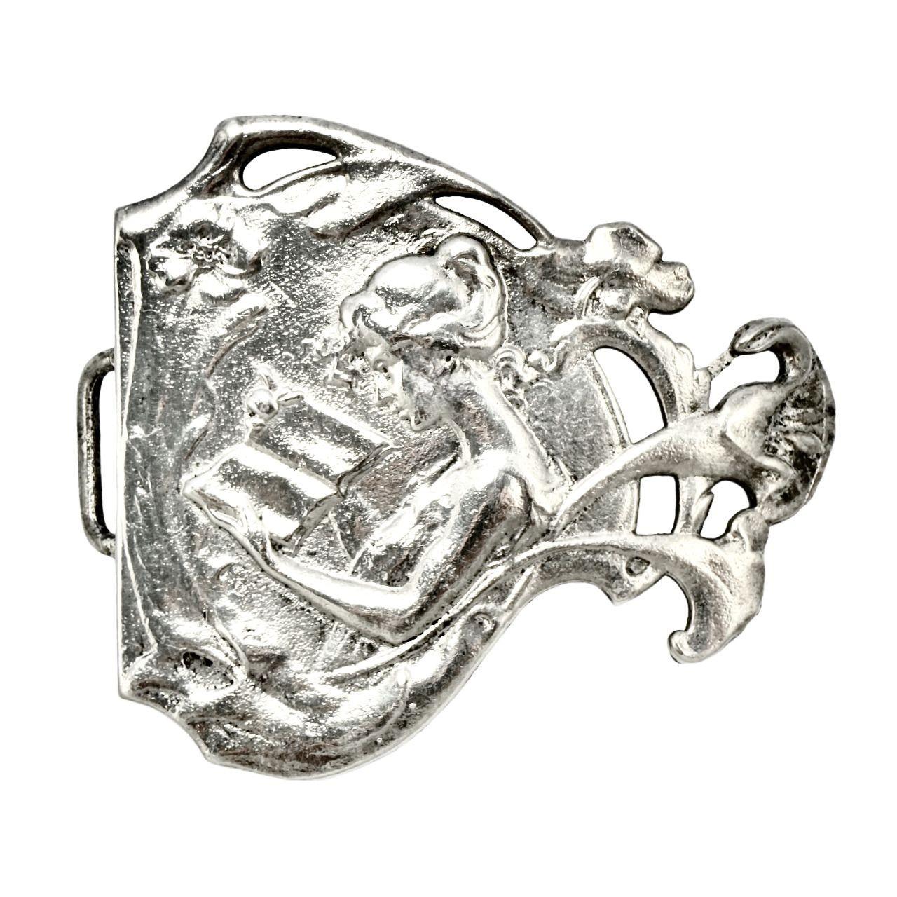 Versilberte Jugendstil Revive Gürtelschnalle ca. 1970er Jahre (Silber) im Angebot