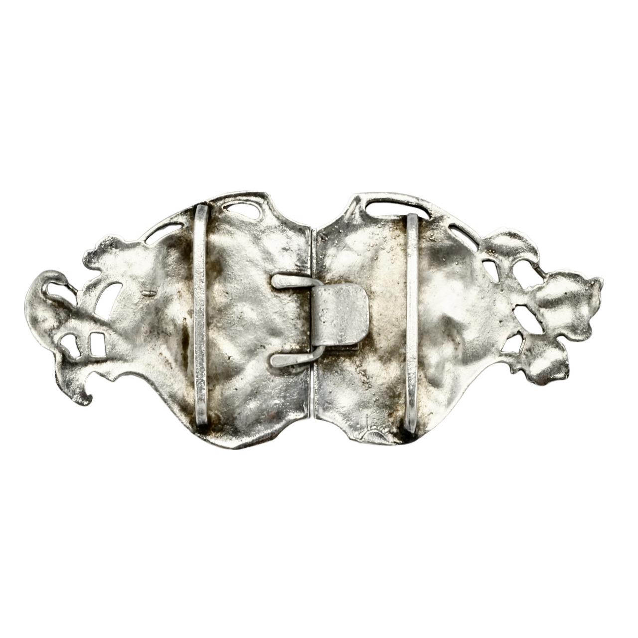 Versilberte Jugendstil Revive Gürtelschnalle ca. 1970er Jahre im Angebot 1