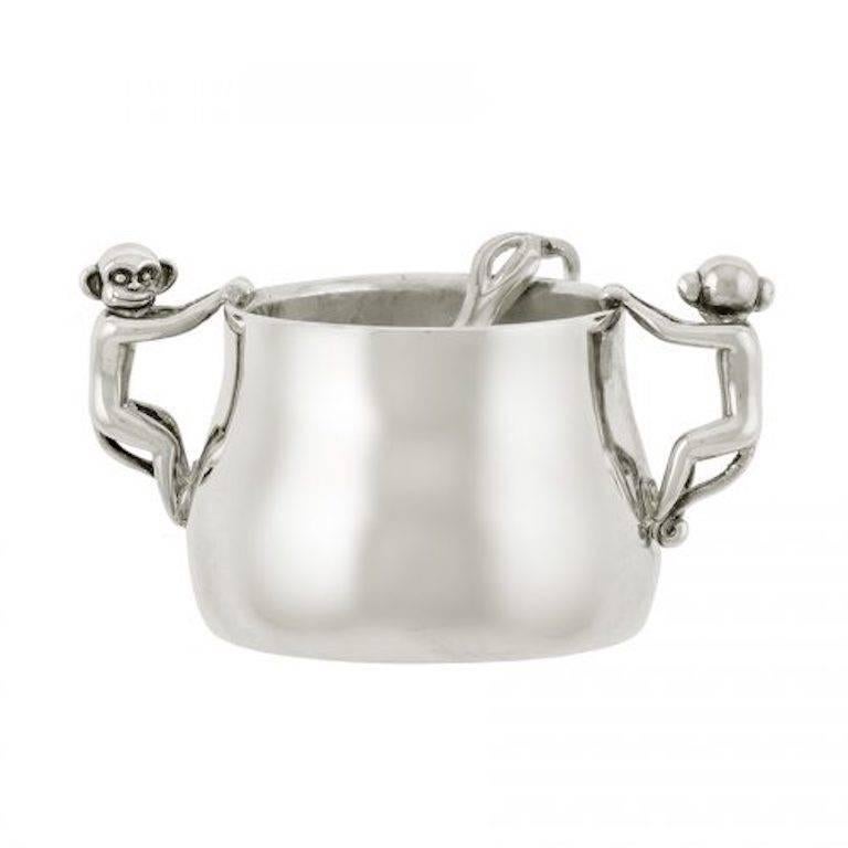 Silver Plated Baby Monkey Cup, Plate, and Spoon Set im Angebot