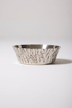Silver-plated bamboo salad bowl