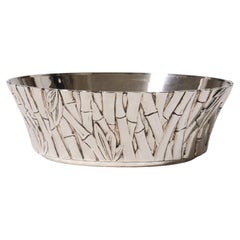 Silver-plated bamboo salad bowl