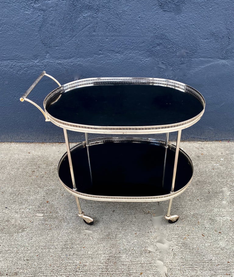 French Silver Plated Bar Cart For Sale at 1stDibs