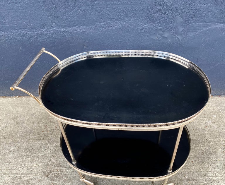 French Silver Plated Bar Cart For Sale at 1stDibs