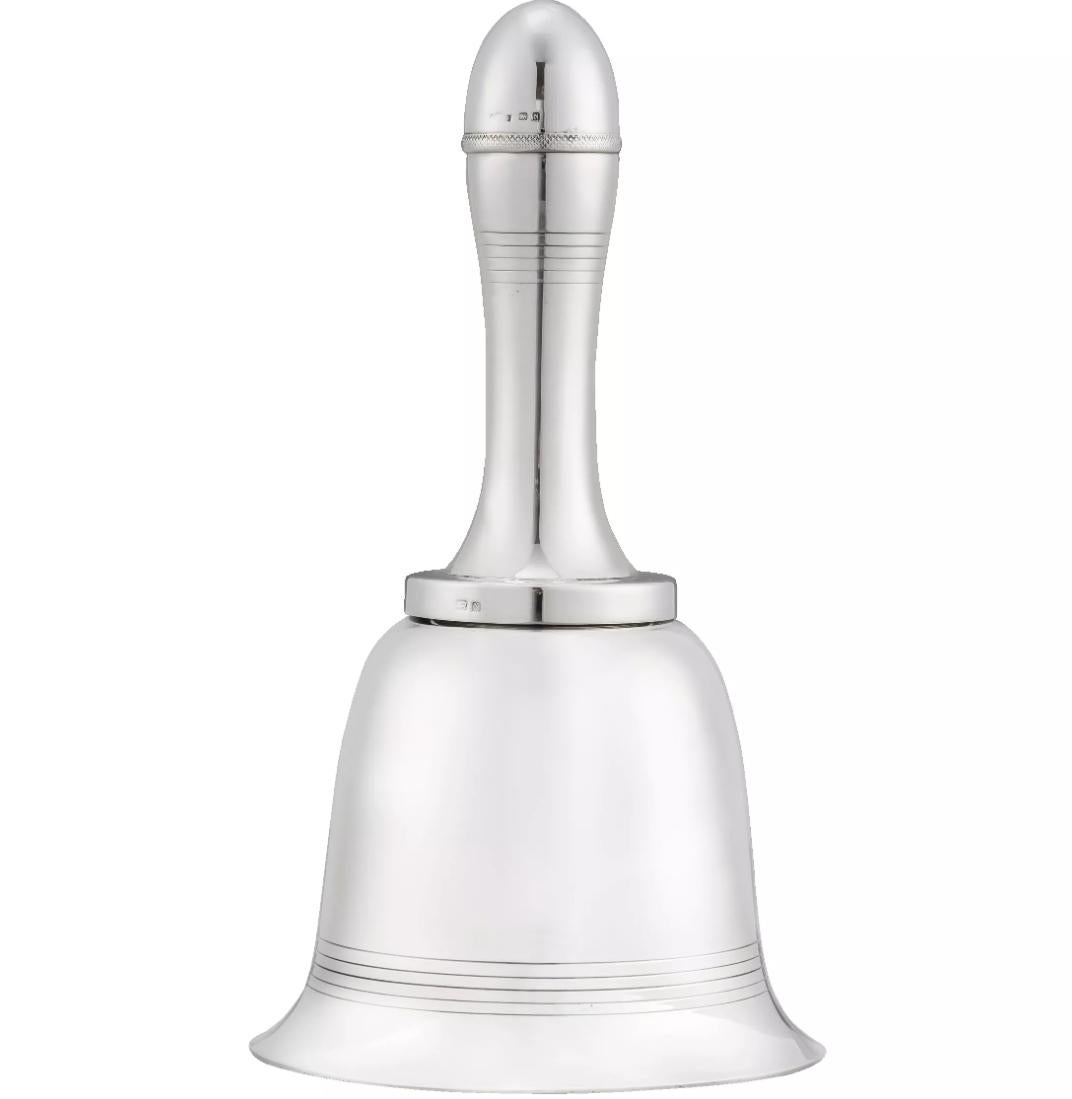 A silver-plated Cocktail Shaker in the form of a bell. In the 1930s, Asprey's commissioned a range of cocktail shakers in various novelty designs. The Bell Cocktail Shaker was marketed as The Joy-Bell and advertised at the time as 