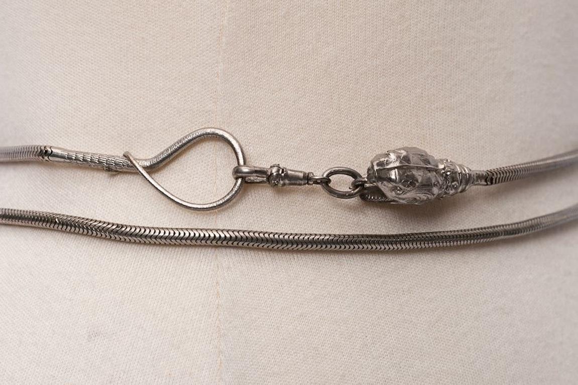 Silver Plated Belt Representing a Snake Head For Sale 1