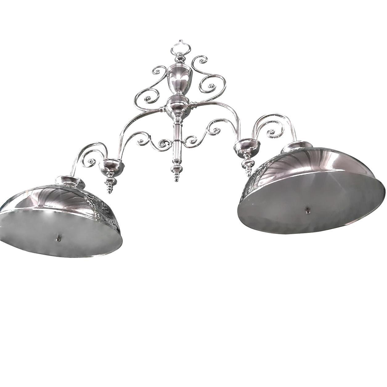 English Silver Plated Billiard Light Fixture For Sale