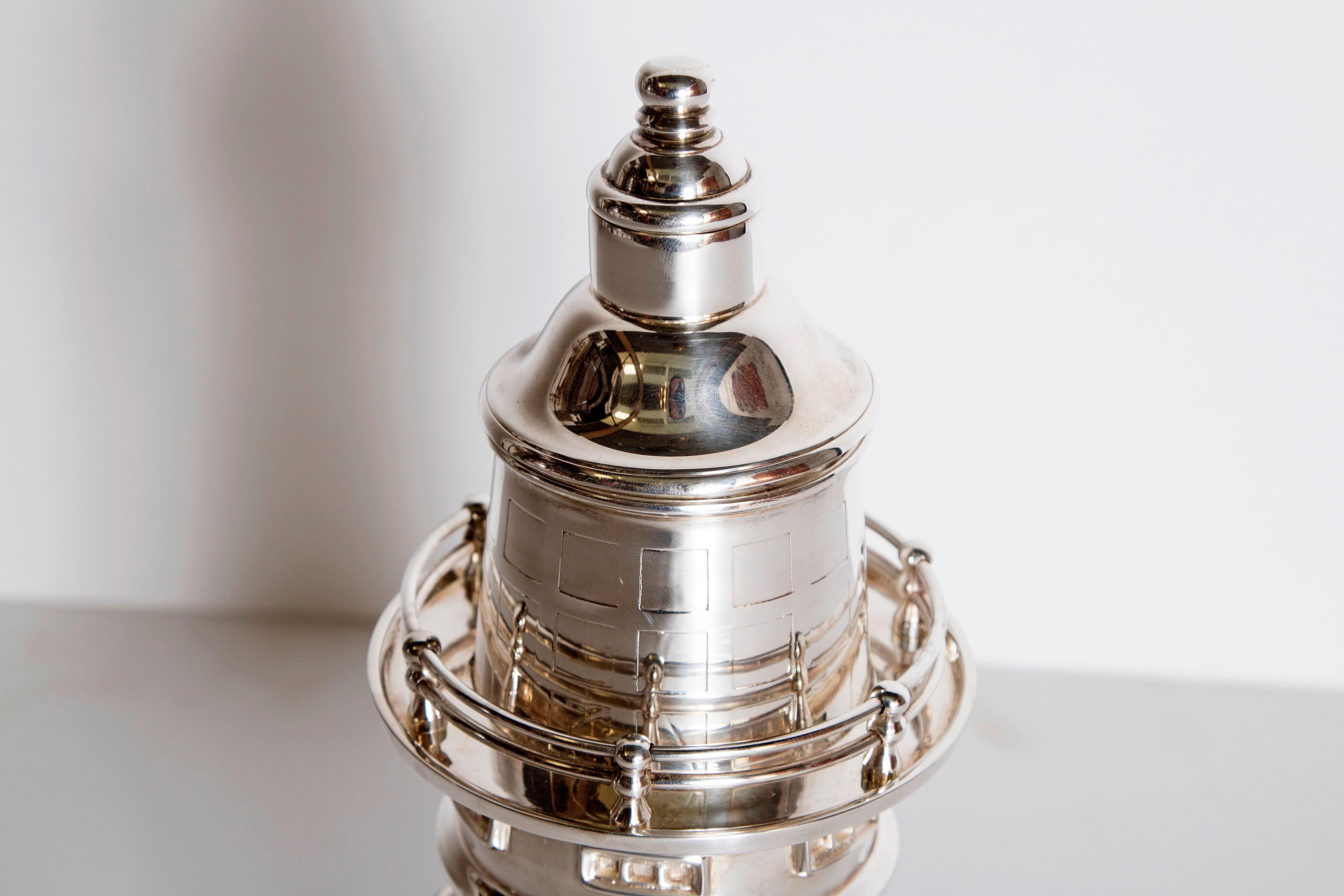 Art Deco Silver Plated Boston Lighthouse Cocktail Shaker
