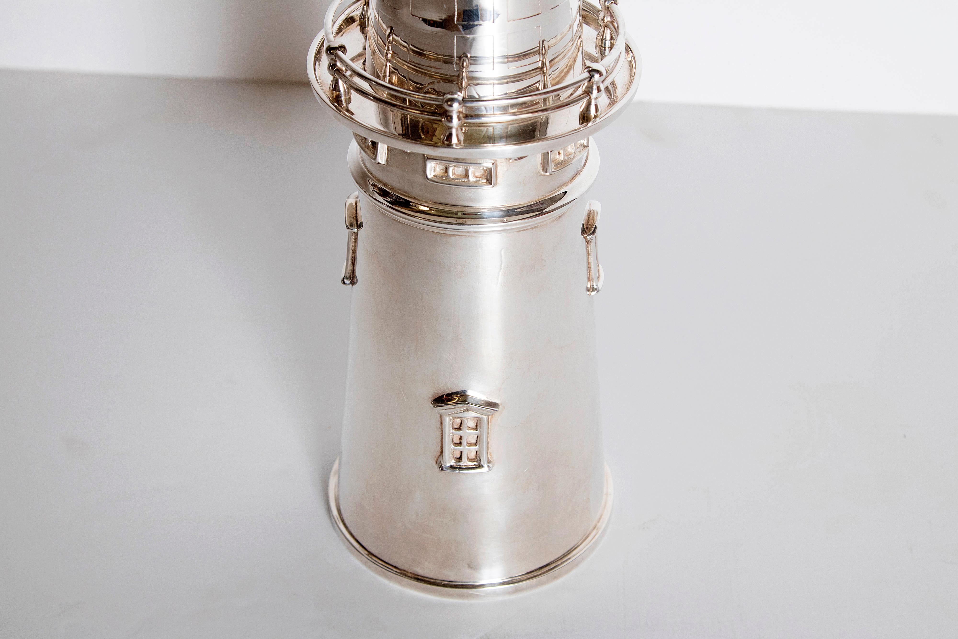 Silver Plated Boston Lighthouse Cocktail Shaker In Good Condition In Dallas, TX