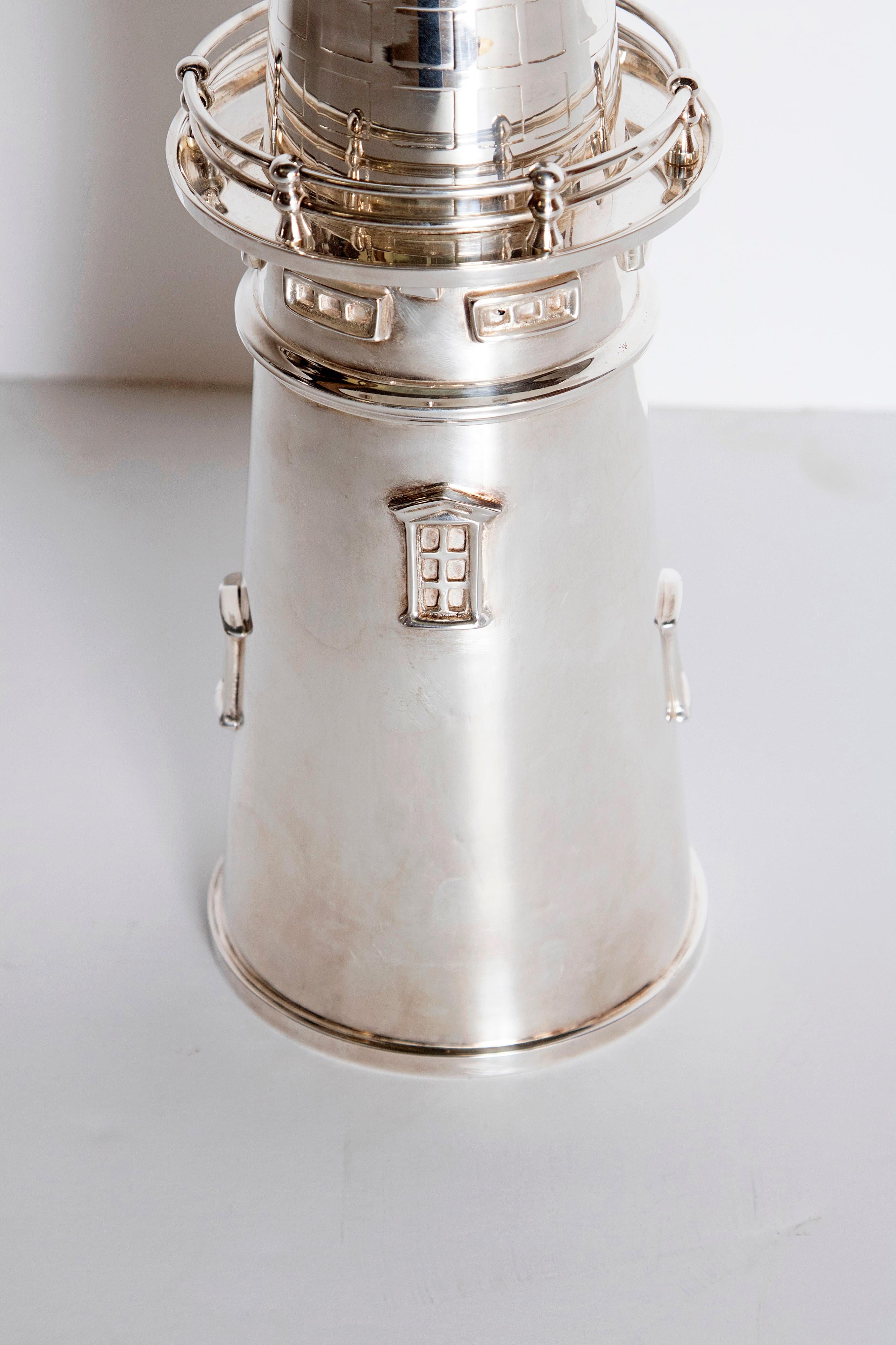 20th Century Silver Plated Boston Lighthouse Cocktail Shaker