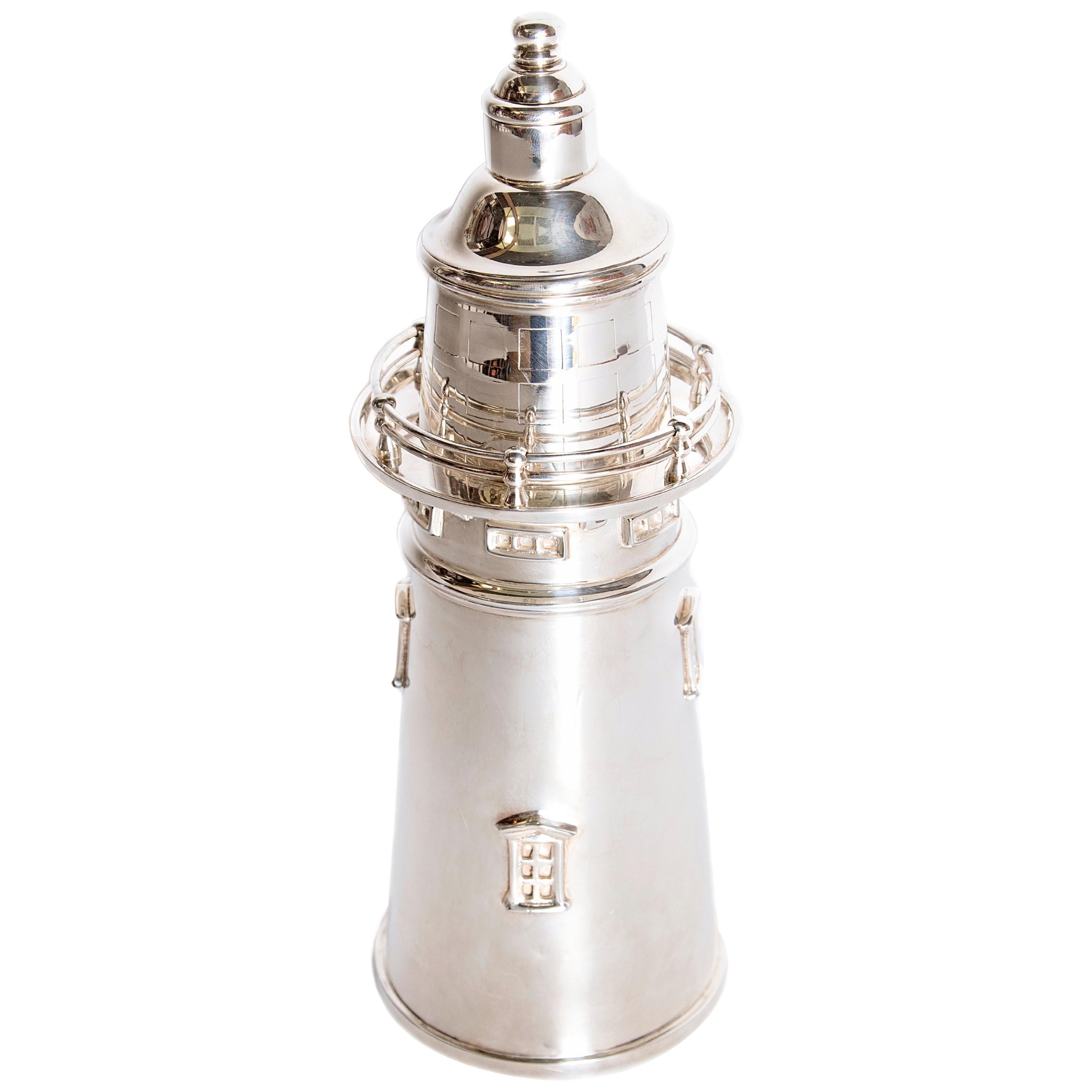 Silver Plated Boston Lighthouse Cocktail Shaker
