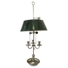 Silver Plated Bouillotte Lamp with Tole Shade