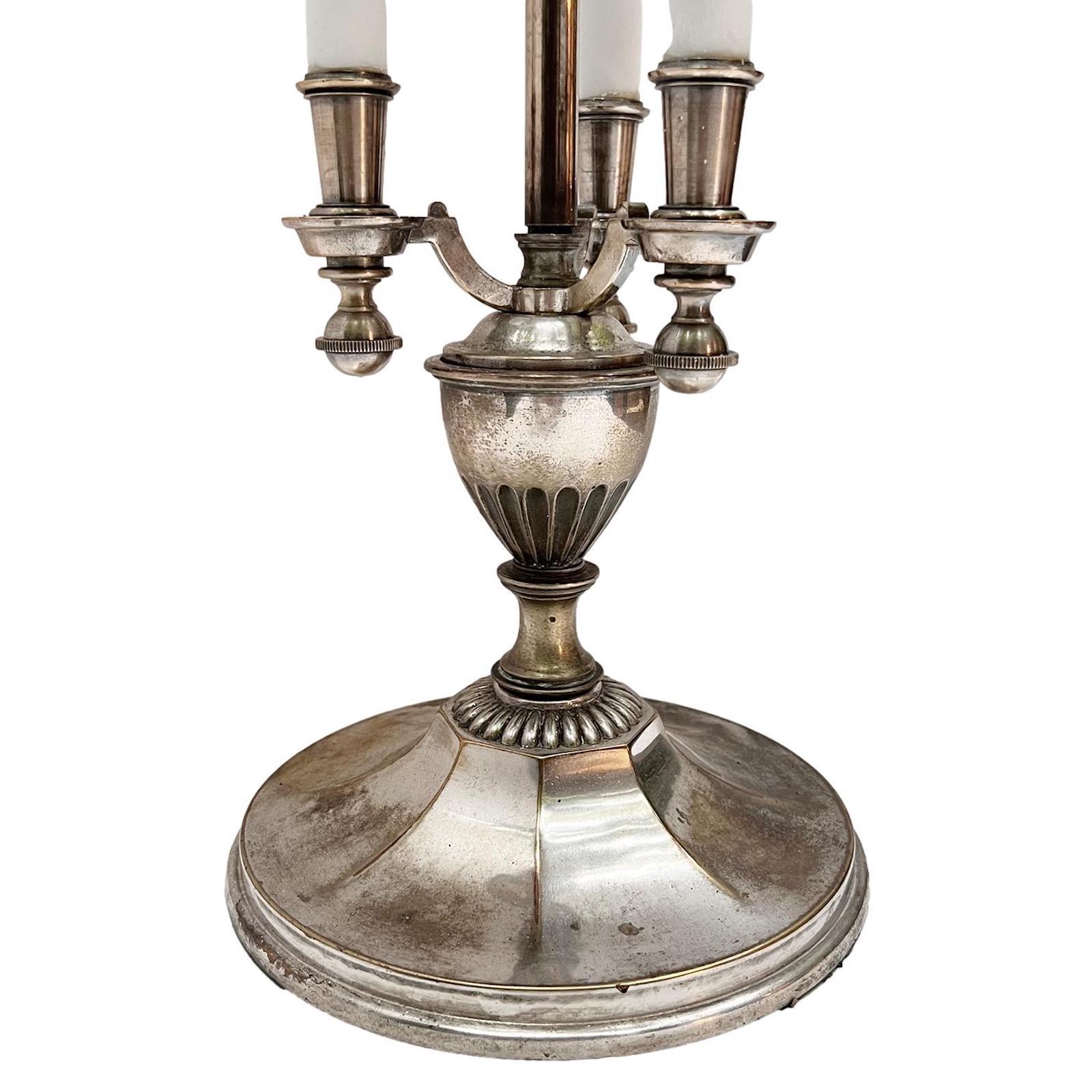 English Silver Plated Boulliote Lamp  For Sale
