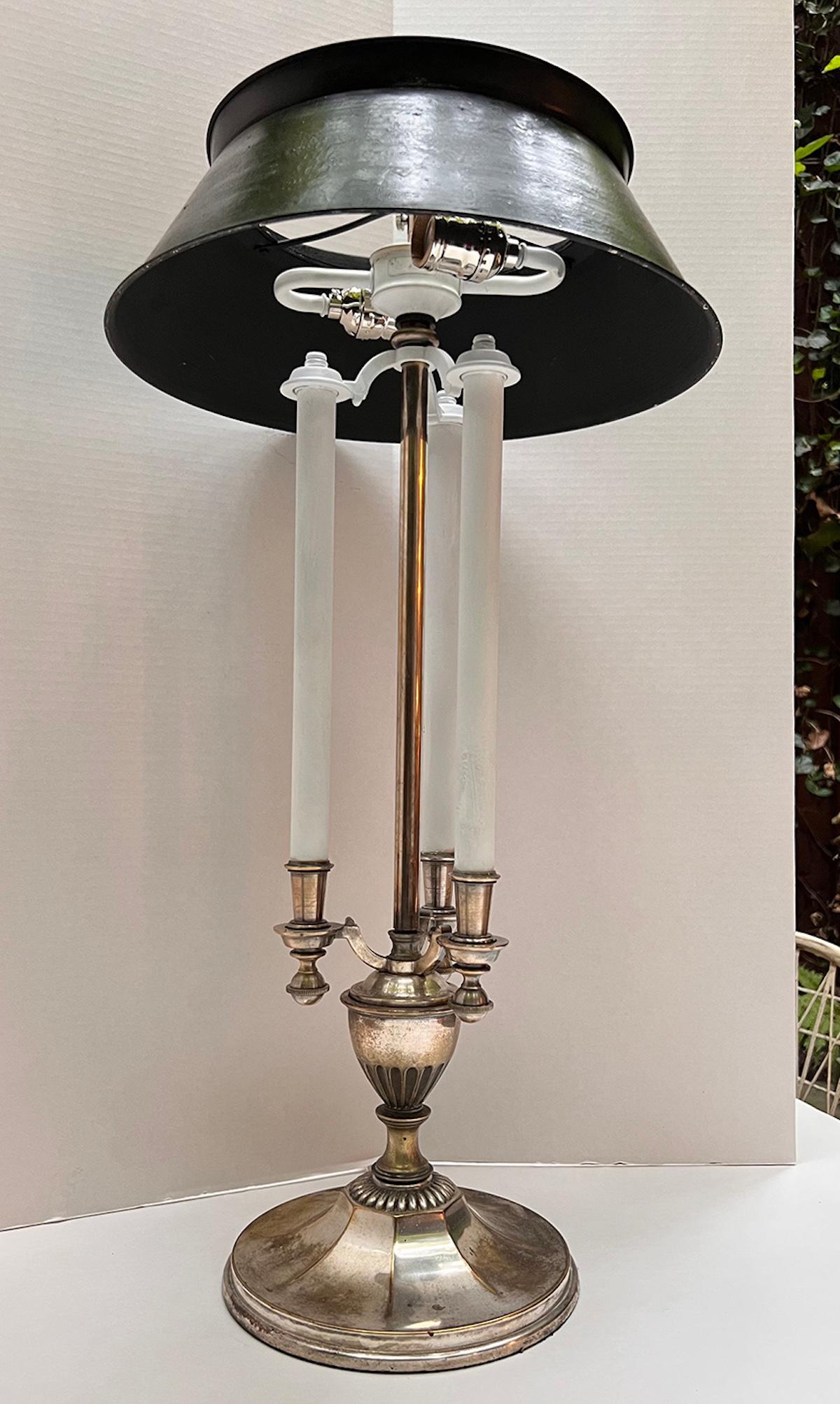 Silver Plated Boulliote Lamp  In Good Condition For Sale In New York, NY