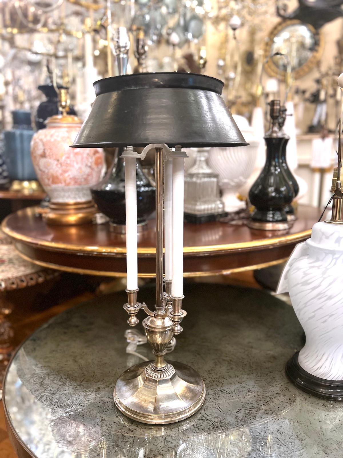 Metal Silver Plated Boulliote Lamp  For Sale