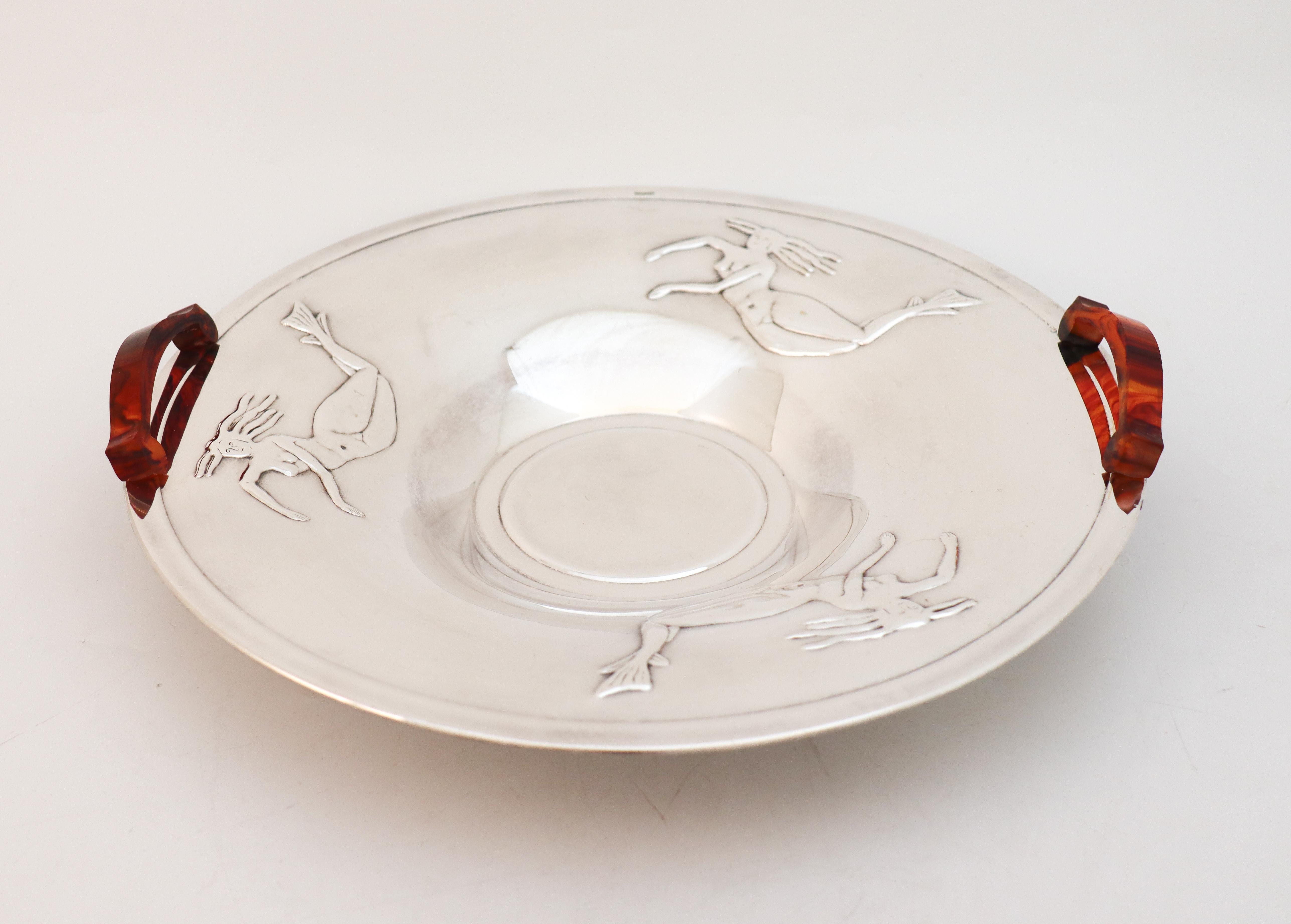 Silver Plated Bowl - Art Deco / Swedish Modern 1930-1940s - Mermaids In Excellent Condition For Sale In Stockholm, SE