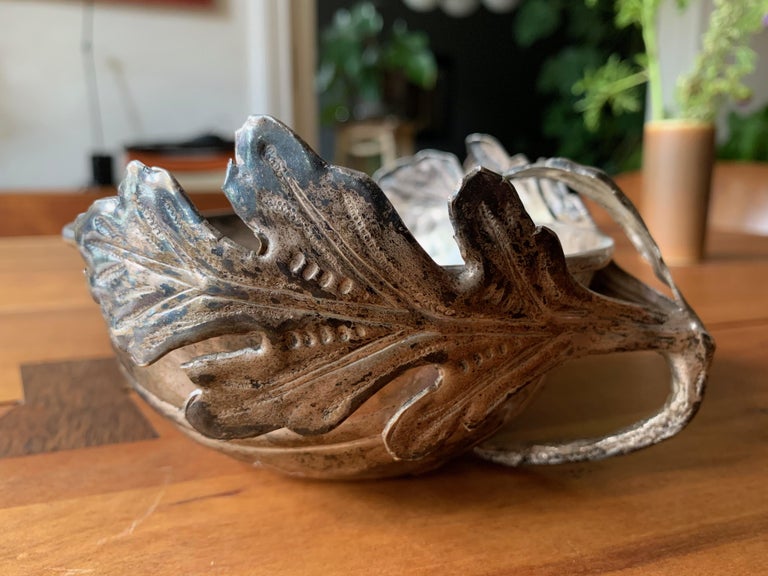 Silver Plated Bowl by Gabriella Crespi / Signed In Good Condition For Sale In Munich, DE