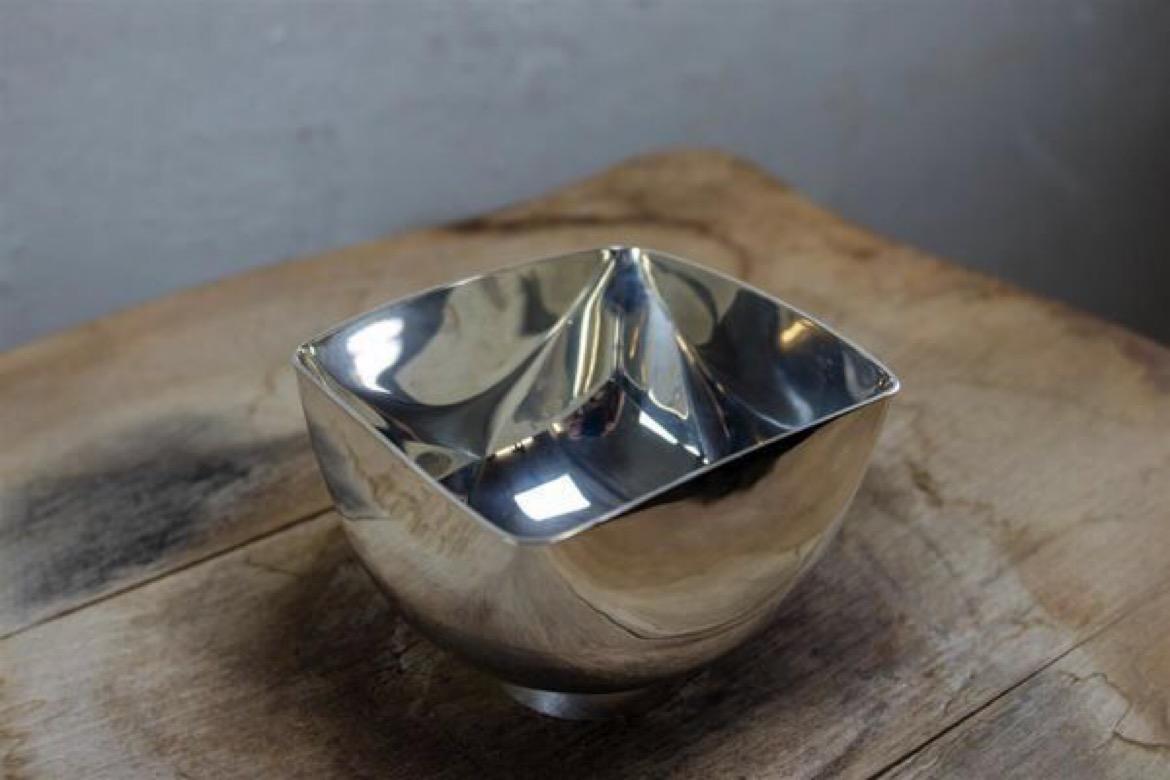 Silver Plated Bowl by Ward Bennett Design, 1960s In Good Condition In Sofia, BG