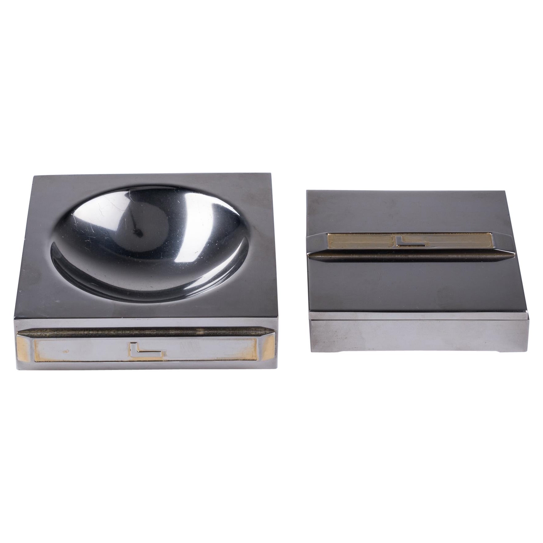 Silver Plated Box and Decorative "Vide-Poches" by Lancel, France, 1970s