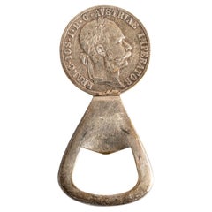 Silver Plated Brass Coin Bottle Opener by Carl Aubock, circa 1950
