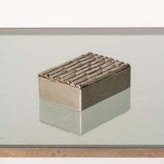 Silver Plated Brass Faux Bamboo Box in the Style of Pergay, France, 1960's