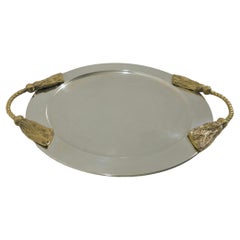Silver plated brass serving tray Mid-Century Modern Design Italy 1960s
