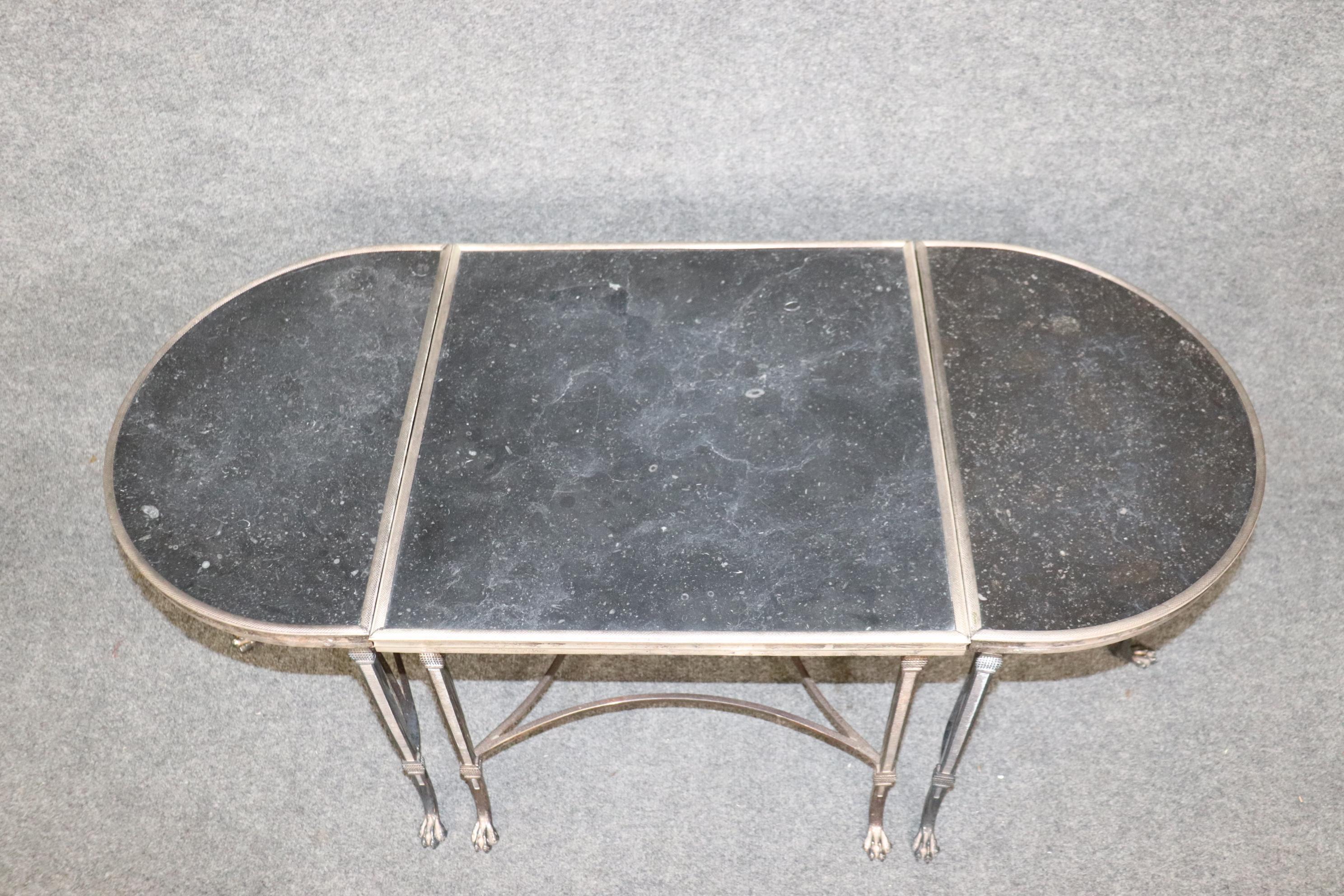 Silver Plated Bronze 3 Piece Maison Jansen Attributed Coffee Table Paw Feet In Good Condition In Swedesboro, NJ
