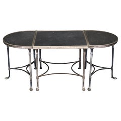 Silver Plated Bronze 3 Piece Maison Jansen Attributed Coffee Table Paw Feet