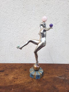 Silver-plated Bronze Ball Dancer, Art Deco, 20th Century