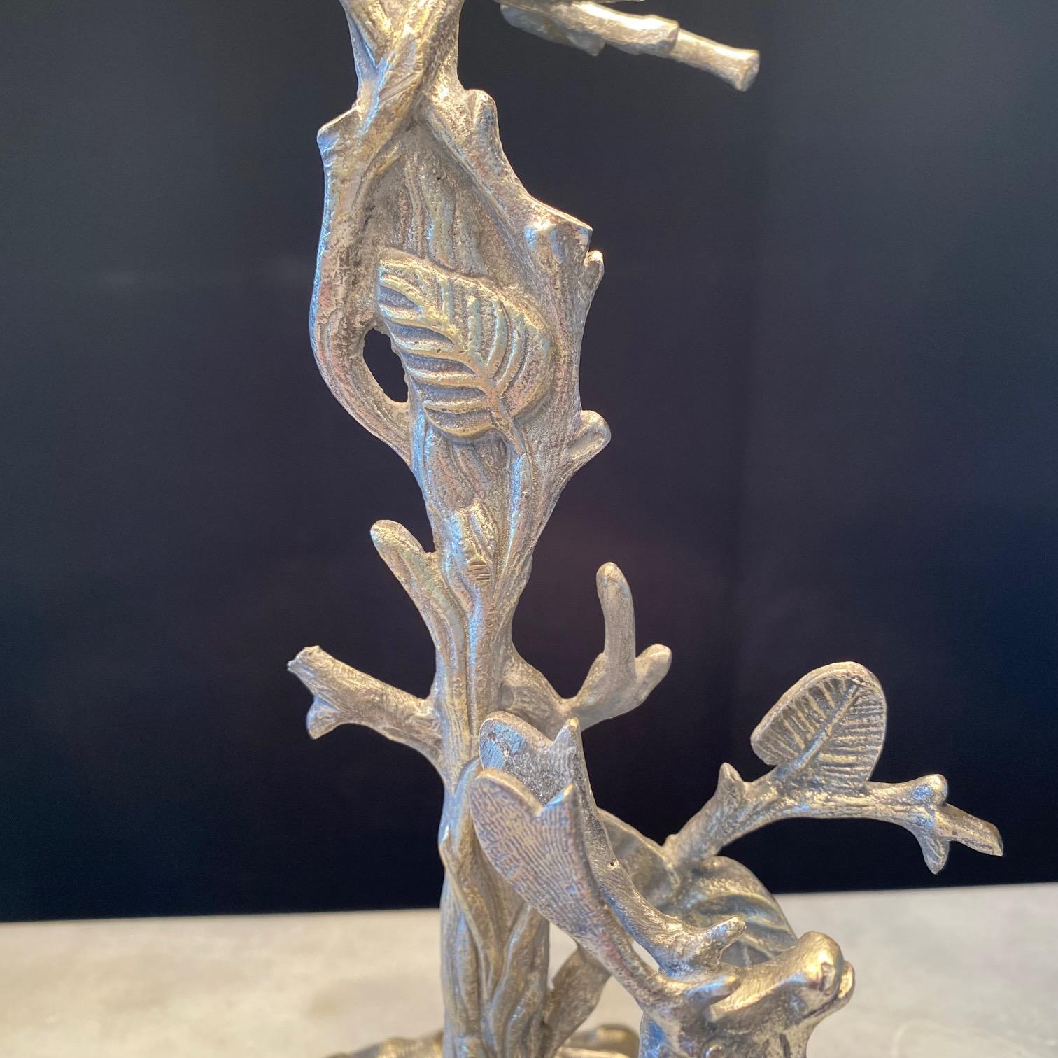  Silver Plated Bronze Deer Sculpture Table Lamp with Leaves and Twigs  2