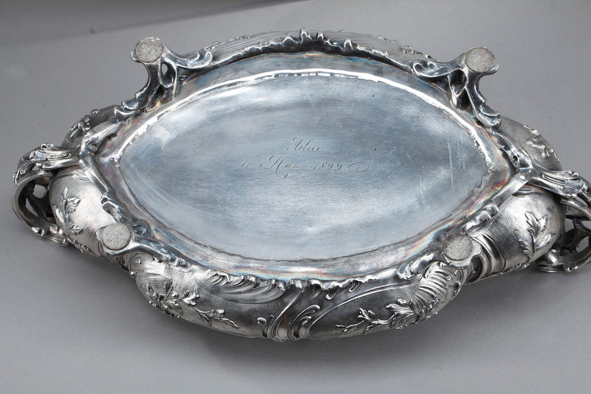 Silver Plated Bronze Jardinière in the Louis XV Style, 19th Century For Sale 13