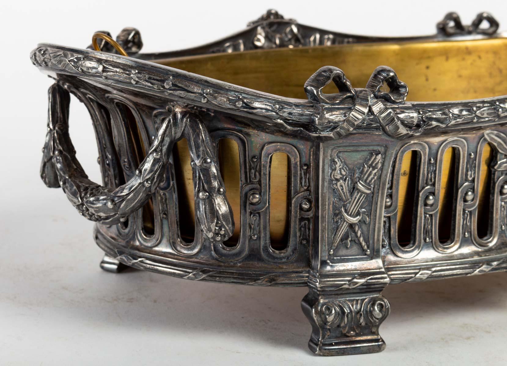 Silver Plated Bronze Planter In Good Condition In Saint-Ouen, FR