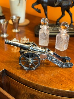 Silver Plated Bronze Signal Cannon in Working Condition