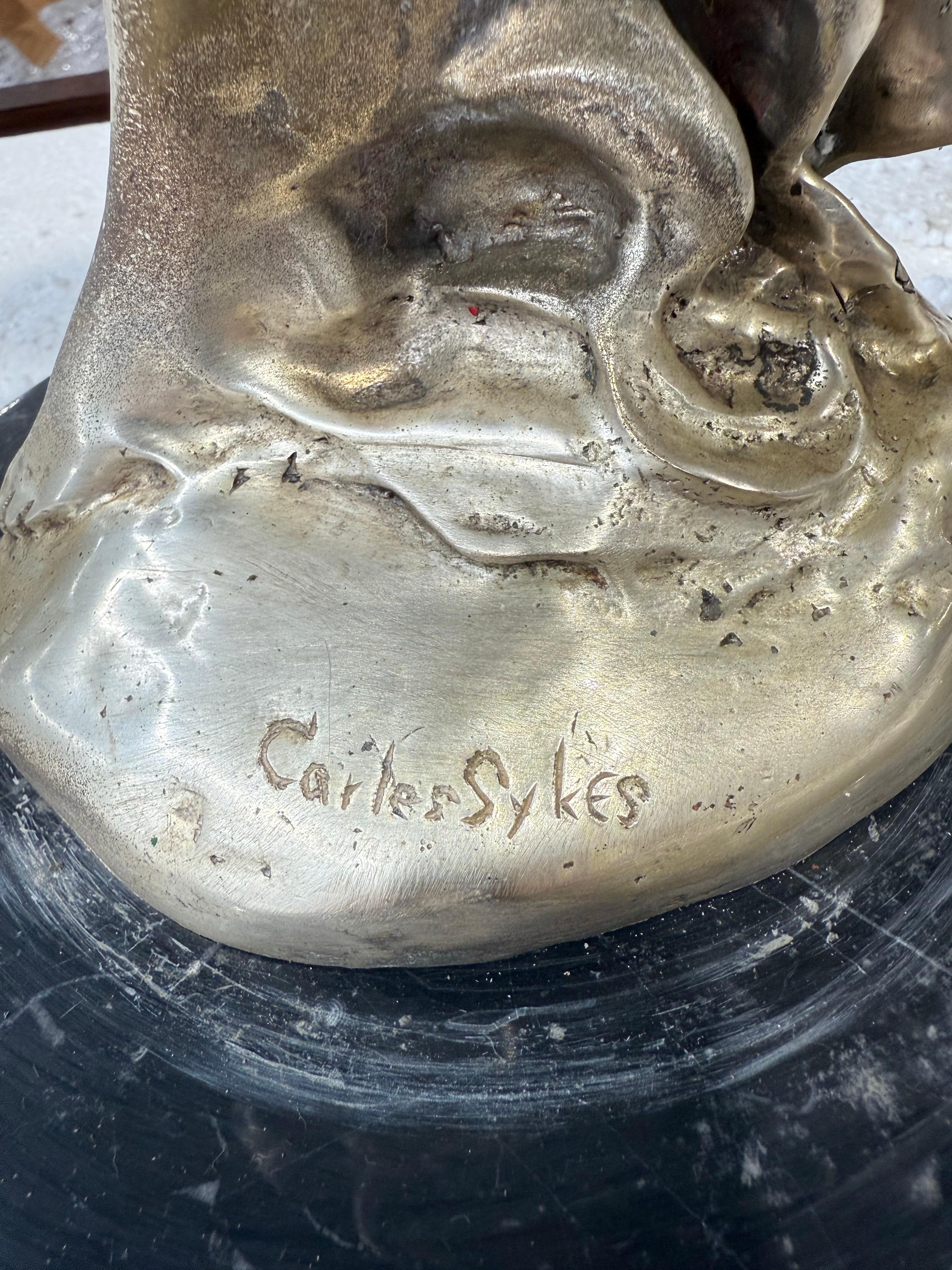 Scultura in bronzo placcato argento 