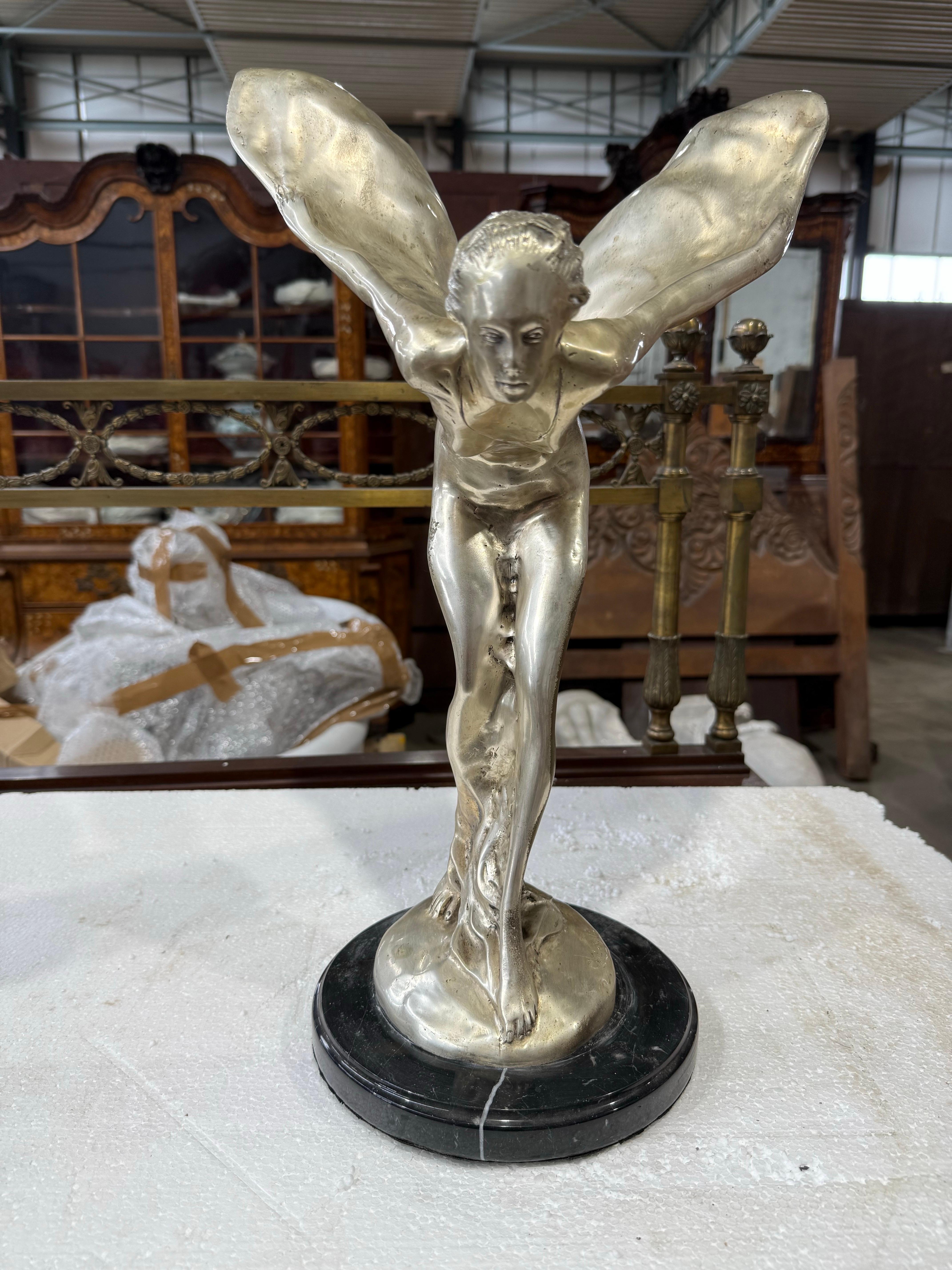 XX secolo Scultura in bronzo placcato argento 