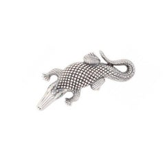 Silver-Plated Bronze Stalking Alligators Belt Buckle by John Landrum Bryant