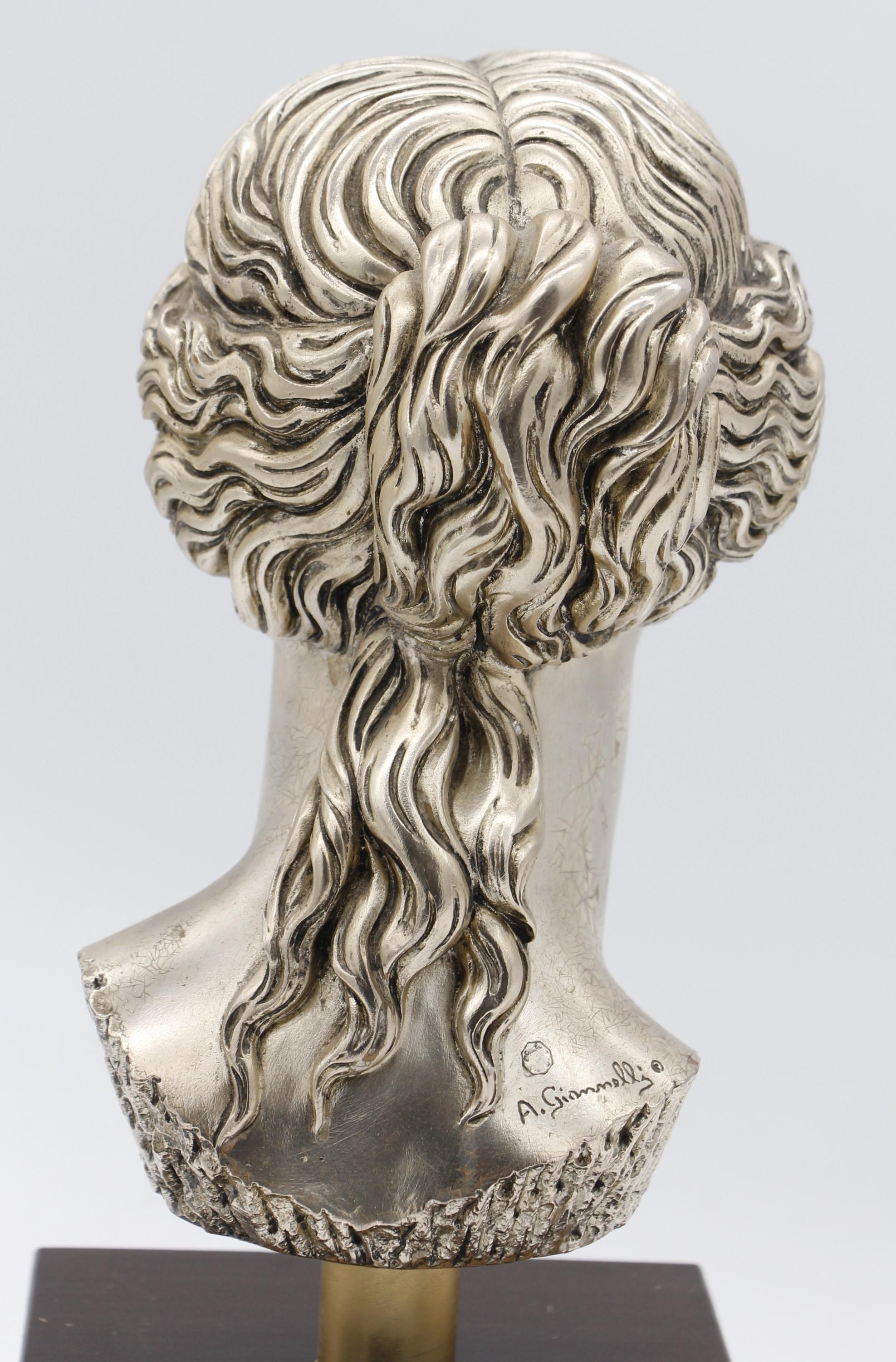 Buste de déesse Vénus monté sur bois en bronze argenté en vente 4