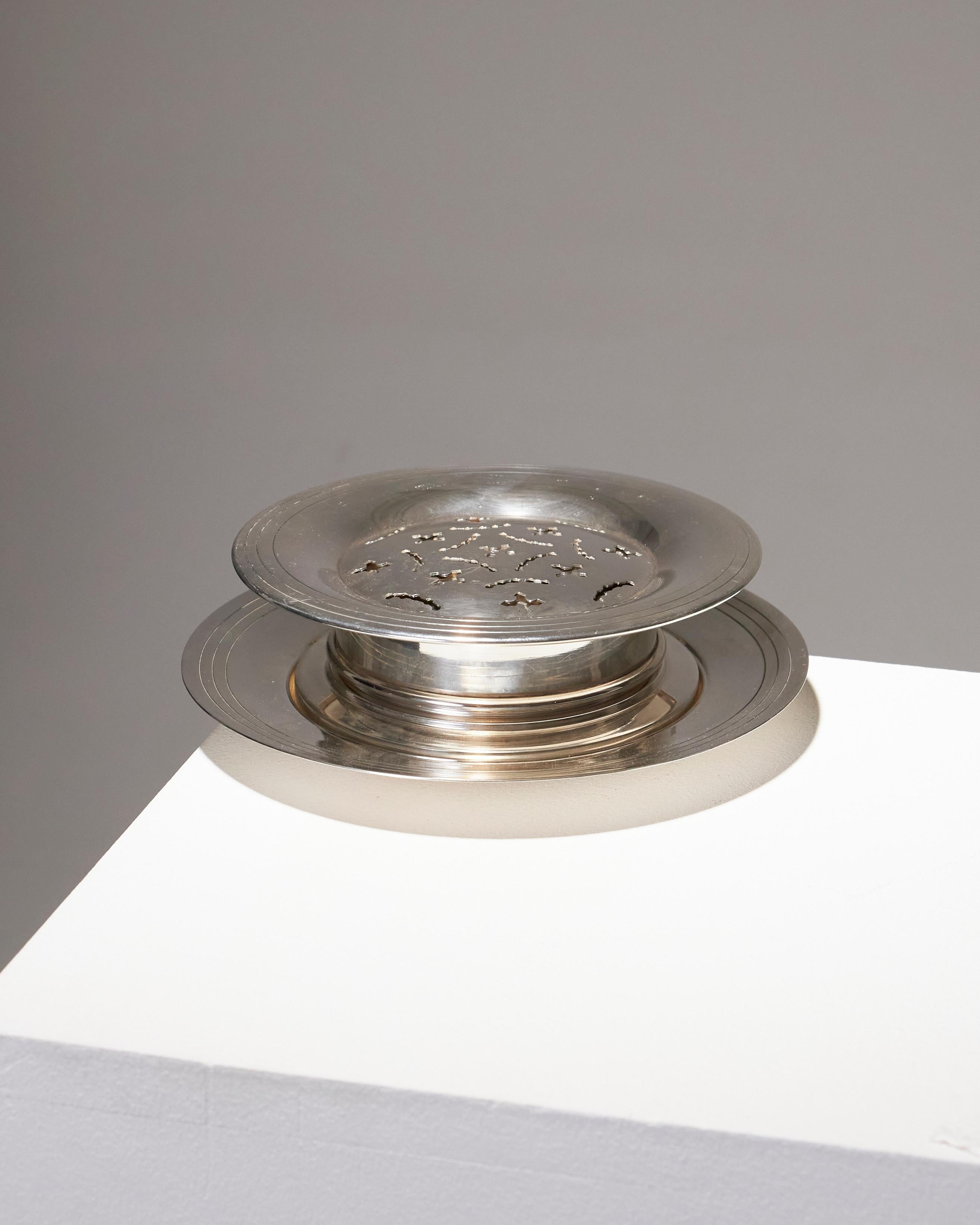 Européen Plat à beurre plaqué argent, Christofle. en vente